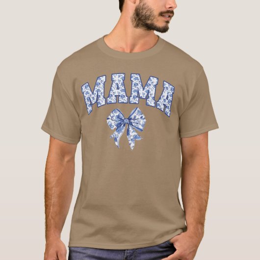 Mama Coquetteoile Blue Bow Floral Family Matching  T-Shirt (Vorderseite)