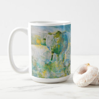 Mama Cow Country Farm Art Blue Green Large Kaffeetasse