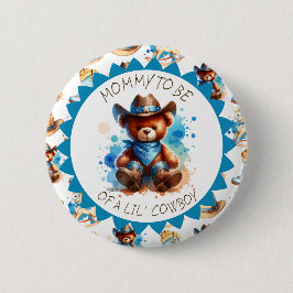 Mama | Cowboy Teddy Bear Boy's Baby Shower Button