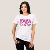 Mama Crafter Hot Pink Design Typografie Tri-Blend Shirt (Vorderseite voll)