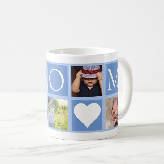 Mama Custom 5 Fotos Hearblau Kaffeetasse (VorderseiteRechts)