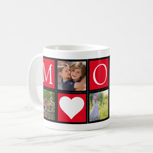 Mama Custom 5 Fotos Herz Red Coffee Tasse (Vorderseite Links)
