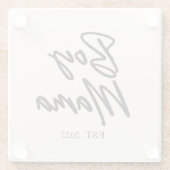 Mama Custom Est. Jahr Minimale Mama Mutter Mama Glasuntersetzer (Rückseite)