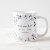 Mama Custom Quote Black White Floral Line Art  Jumbo-Tasse (Rechts)