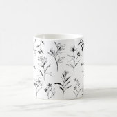 Mama Custom Quote Black White Floral Line Art  Kaffeetasse (Mittel)