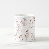 Mama Custom Quote Brown White Floral Line Art Kaffeetasse (Mittel)