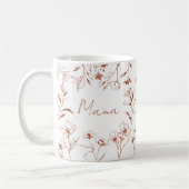 Mama Custom Quote Brown White Floral Line Art Kaffeetasse (Links)