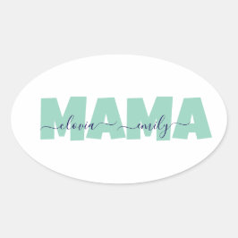Mama Customized children name Ovaler Aufkleber