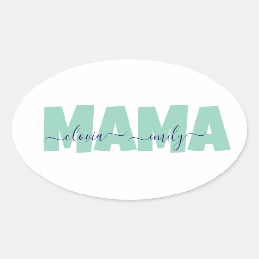 Mama Customized children name Ovaler Aufkleber (Vorderseite)