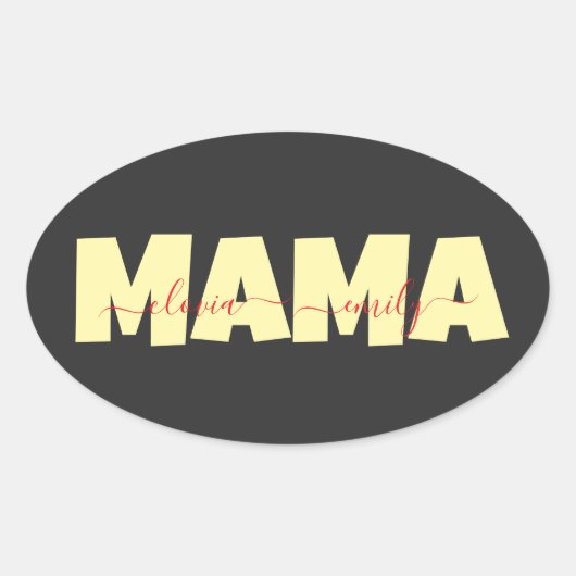 Mama Customized children name Ovaler Aufkleber (Vorderseite)