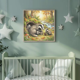 Mama Dachs und ihre Kleinen Kinderkrippe Poster