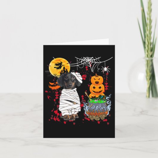 Mama Dackel Hund Halloween Hund Beängstigende Pump Karte (Vorderseite)