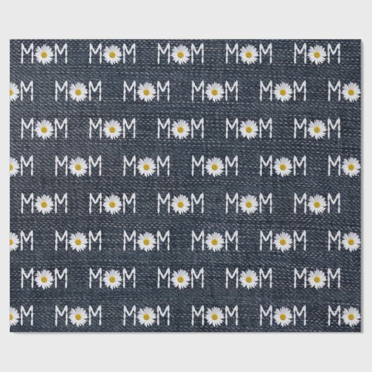 Mama Daisy auf blauem Denim Geschenkpapier (Flach)