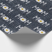 Mama Daisy auf blauem Denim Geschenkpapier (Ecke)
