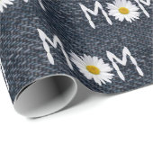 Mama Daisy auf blauem Denim Geschenkpapier (Rolleneckpunkt)
