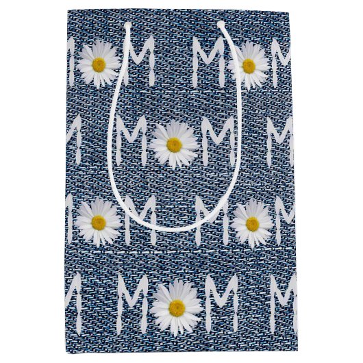Mama Daisy auf blauem Denim Mittlere Geschenktüte (Vorderseite)