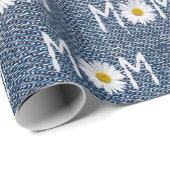Mama Daisy auf Blue Denim Wrapping Paper Geschenkpapier (Rolleneckpunkt)