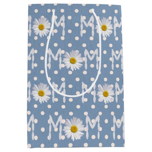 Mama Daisy auf Polka Dots mittelgroße Geschenktasc Mittlere Geschenktüte (Vorderseite)
