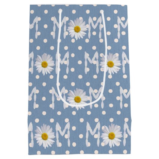 Mama Daisy auf Polka Dots mittelgroße Geschenktasc Mittlere Geschenktüte (Rückseite)