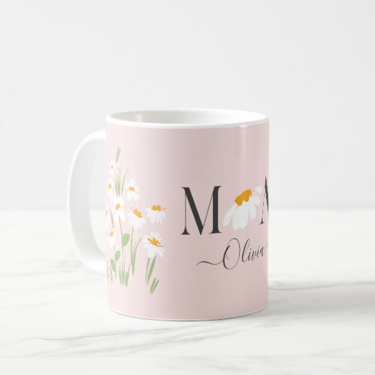 Mama daisy Blütendusche neues Baby pink Kaffeetasse (Vorderseite Links)