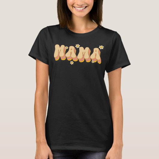 Mama Daisy Flowers Retro Groovy Style Gardeners Mo T-Shirt (Vorderseite)