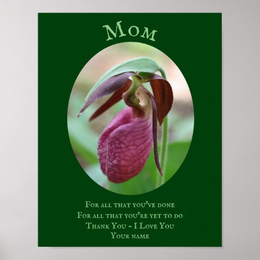 Mama danke Ihnen Liebe Pink Lady Slipper Personali Poster (Vorne)