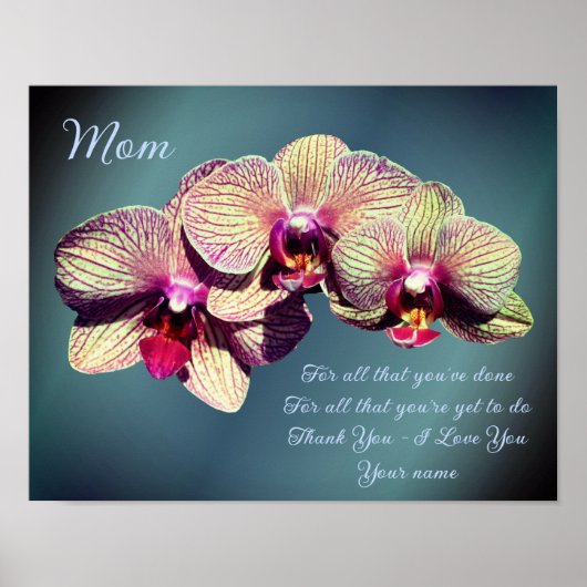 Mama Dankeschön Liebe Orchid Trio Blume Personalis Poster (Vorne)