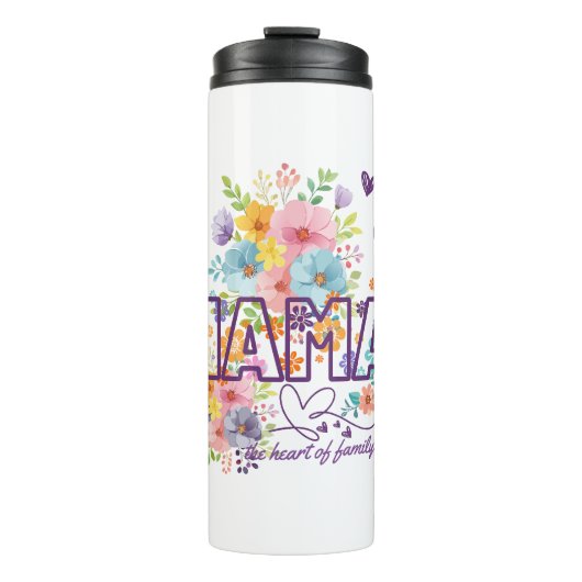 Mama, das Herz der Familie Modedesign Thermosbecher (Vorderseite)