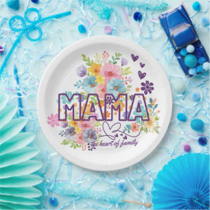 Mama, das Herz der Familie, trendiges Design  Pappteller