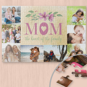 Mama das Herz des Family Multi-Fotos Puzzle