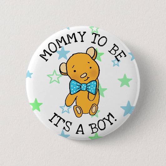 Mama, das ist ein Baby Teddy Bear Baby Shower Button (Vorderseite)