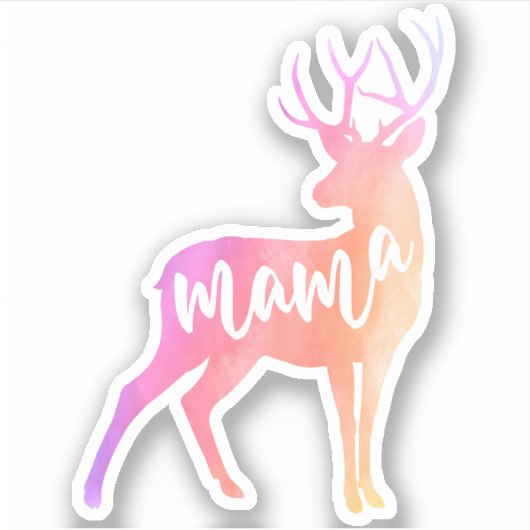 Mama Deer Watercolor Sticker (Vorderseite)