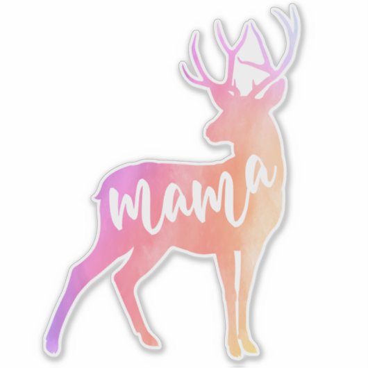 Mama Deer Watercolor Sticker (Vorderseite)