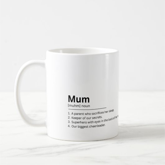 Mama definiert Ihr Foto für den Muttertag Kaffeetasse (Links)