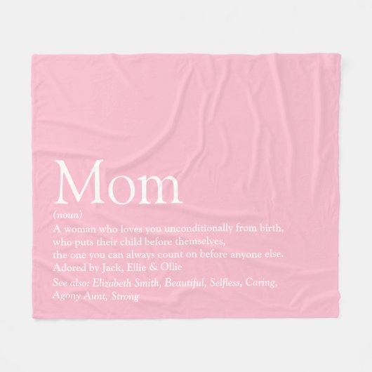 Mama Definition Spaß Cool Rosa Fleece Blanket (Vorderseite (Horizontal))
