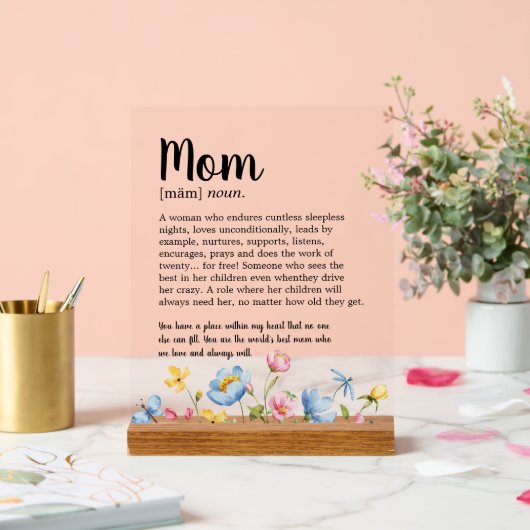 Mama Definition Wildblume Acrylschild (Hochzeit)