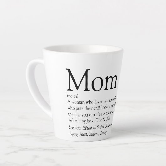 Mama Definition Zitat Schwarz/Weiß Milchtasse (Linke Ecke)