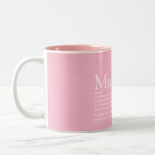 Mama Definition Zitat Spaß rosa Zweifarbige Tasse (Links)