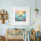 Mama Delfin und Kalb-Kinderstube Poster