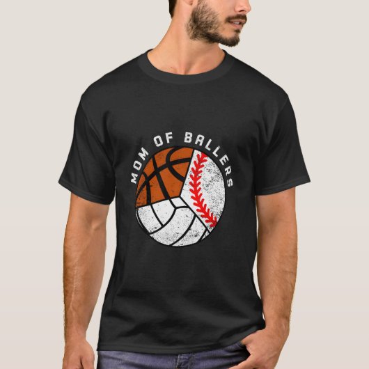 Mama der Baller Baseball Volleyball Basketball Mam T-Shirt (Vorderseite)