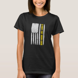 Mama der besten Katze je Vintag Retro American Fl T-Shirt