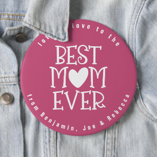 Mama der besten Mutter je Herznamen Berry Pink Wei Button