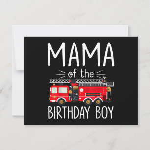 Mama der Birthday Boy Fire Truck Feuerwehrmann Feiertagskarte