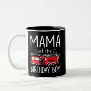 Mama der Birthday Boy Fire Truck Feuerwehrmann Zweifarbige Tasse