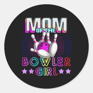 Mama der Bowler Girl Matching Family Bowling Bir Runder Aufkleber