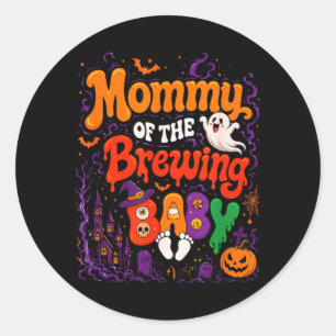Mama der brauenden Baby-Halloween-Hexe Runder Aufkleber