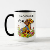 Mama der Dackel von niedlichen Cartoon Tasse (Links)