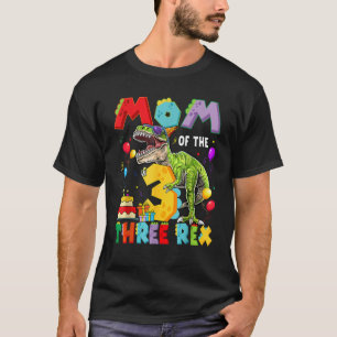 Mama der drei Rex 3D Geburtstagsjunge Dinosaurier  T-Shirt