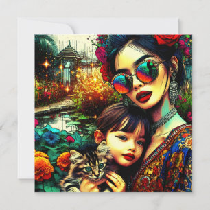 Mama der Farben und Tochter Asiatischer Blumengart