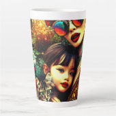 Mama der Farben und Tochter Asiatischer Blumengart Milchtasse (Vorderseite)